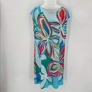 Chicos Shift Dress Chico Sz 2 Women’s L 12 Colorful Tropical Floral Sleeveless